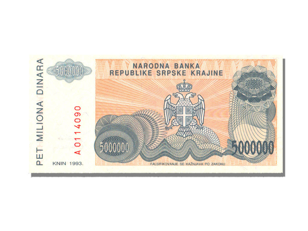 Banknote, Croatia, 5 Million Dinara, 1993, UNC(65-70)