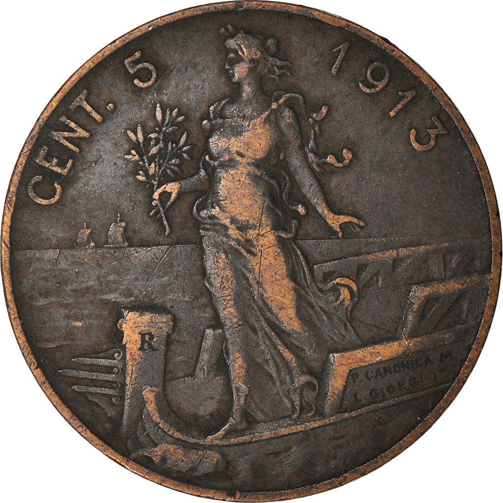 Moeda, Itália, Vittorio Emanuele III, 5 Centesimi, 1913, Rome, EF(40-45)