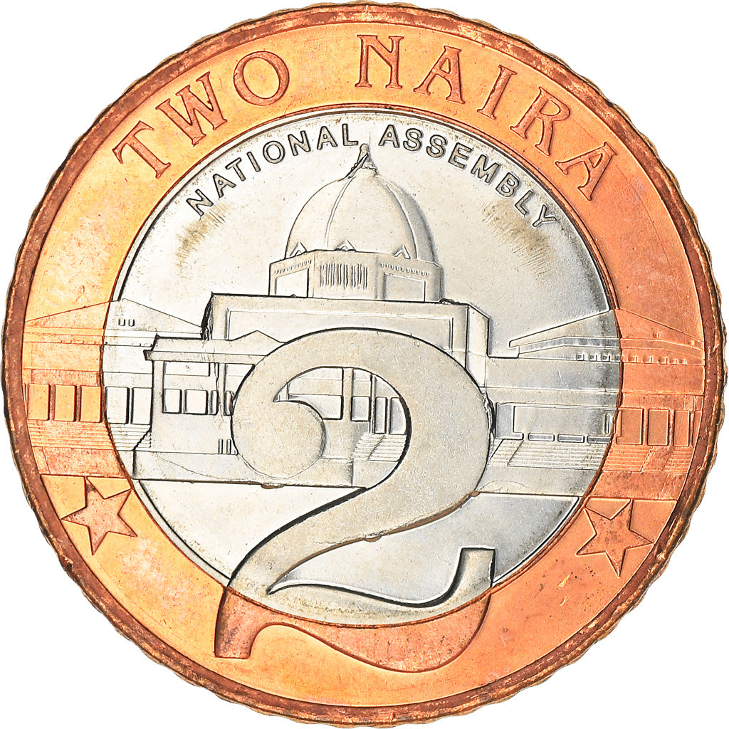 Moneda, Nigeria, 2 Naira, 2006, SC, Bimetálico, KM:19