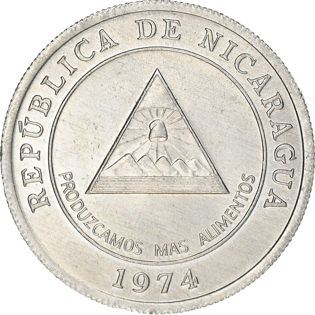 Moeda, Nicarágua, 5 Centavos, 1974, MS(63), Alumínio, KM:28