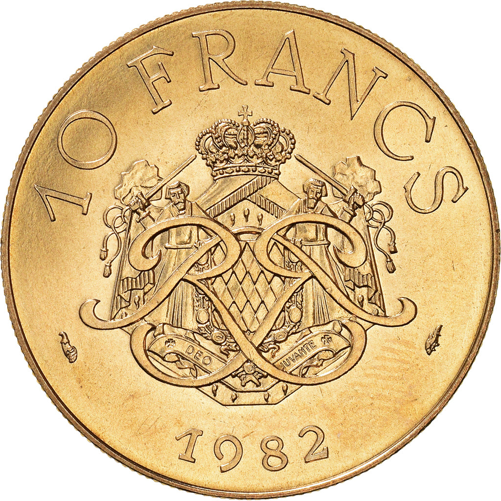 Coin, Monaco, Rainier III, 10 Francs, 1982, MS(63), Copper-Nickel-Aluminum