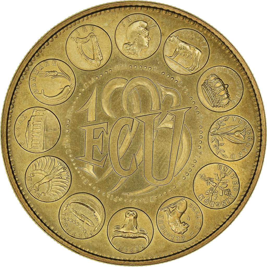 France, Medal, Ecu Europa, Marianne, 1993, Rodier, AU(50-53), Copper-Nickel Gilt