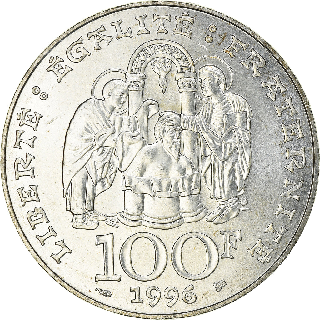 Coin, France, Clovis, 100 Francs, 1996, AU(55-58), Silver, KM:1180, Gadoury:953