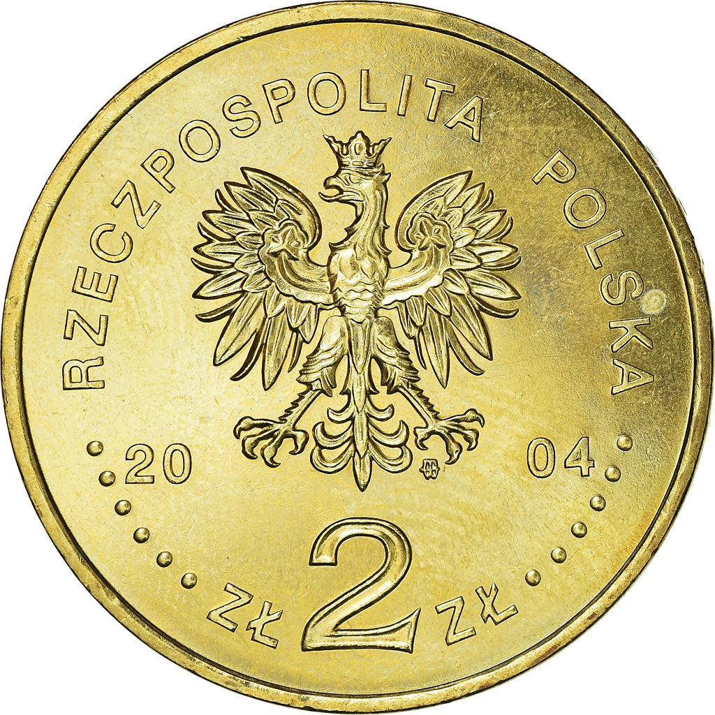 Moneda, Polonia, 2 Zlote, 2004, Warsaw, EBC+, Latón, KM:479