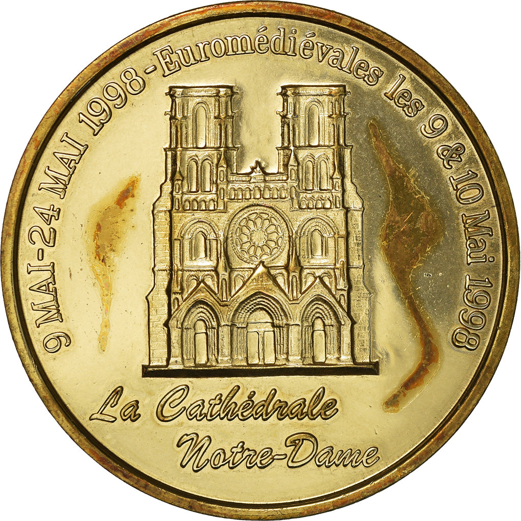 Frankreich, Token, Euro des Villes, 2 Euro de Laon, 1998, SS, Copper Gilt