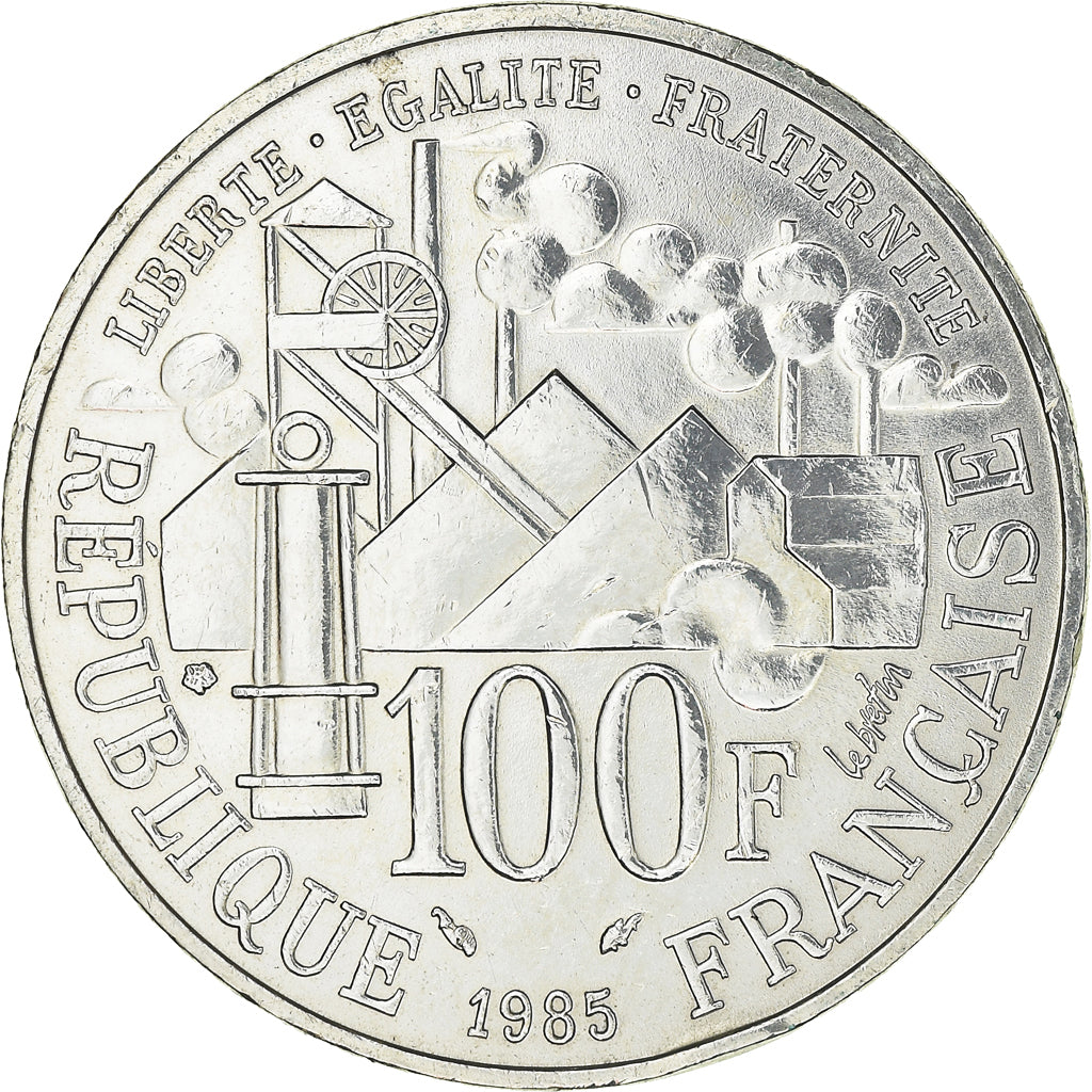 Moneda, Francia, Germinal, 100 Francs, 1985, SC, Plata, KM:957, Gadoury:900