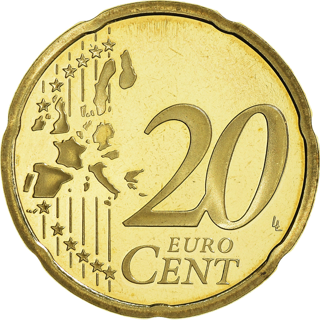 France, 20 Euro Cent, 2004, Paris, Proof / BE, MS(63), Brass, KM:1286