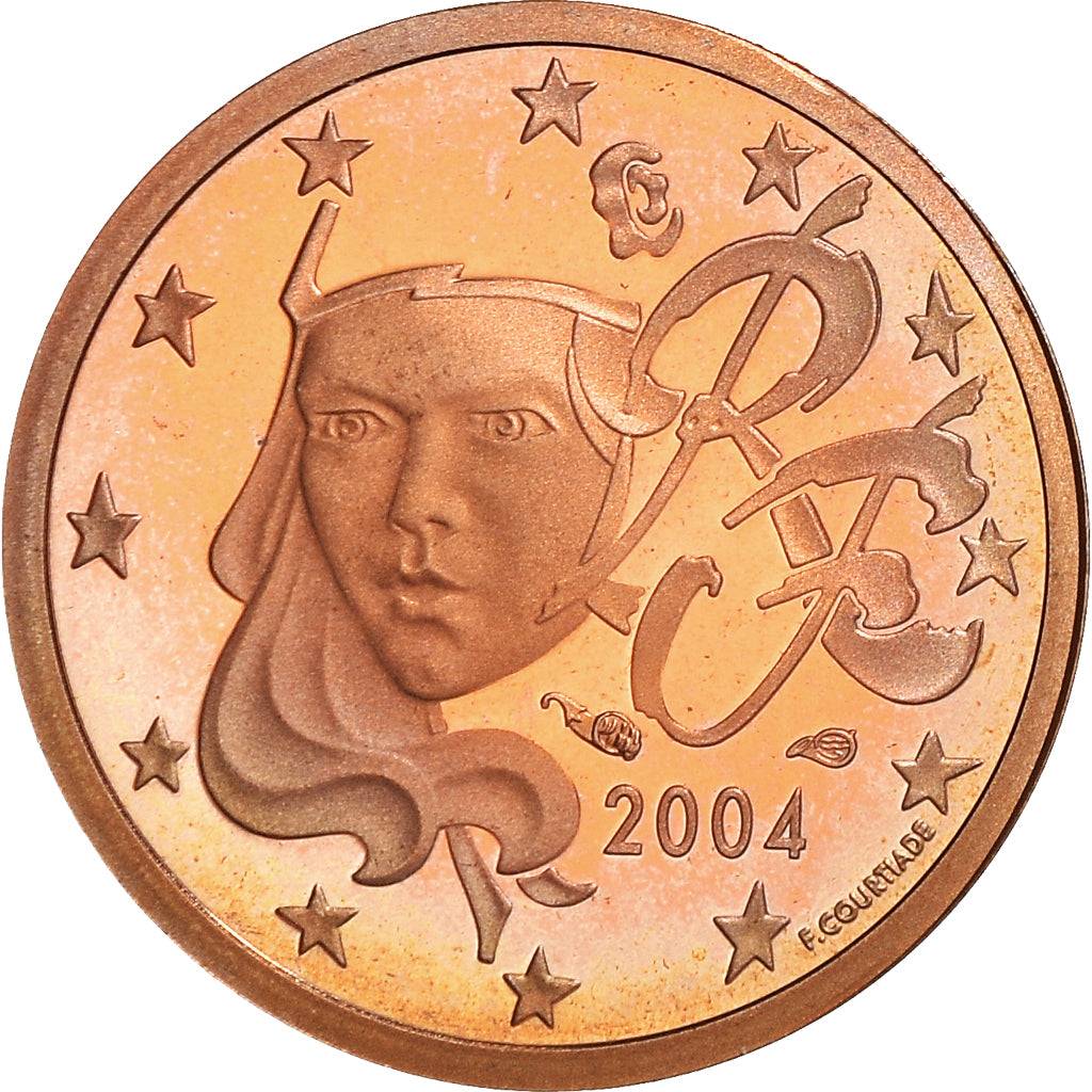 Francia, Euro Cent, 2004, Paris, Proof / BE, SC, Cobre chapado en acero, KM:1282