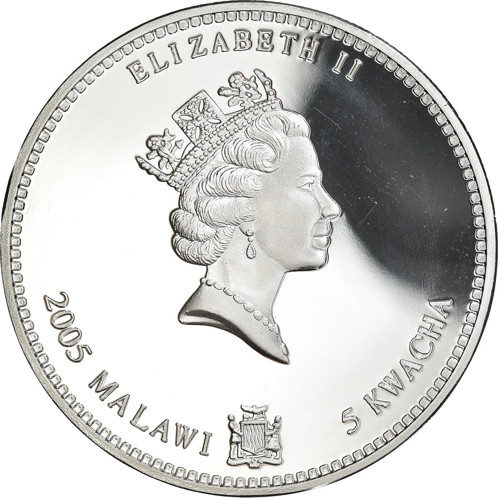 Coin, Malawi, 5 Kwacha, 2005, Chèvre / Goat, MS(65-70), Silver plated
