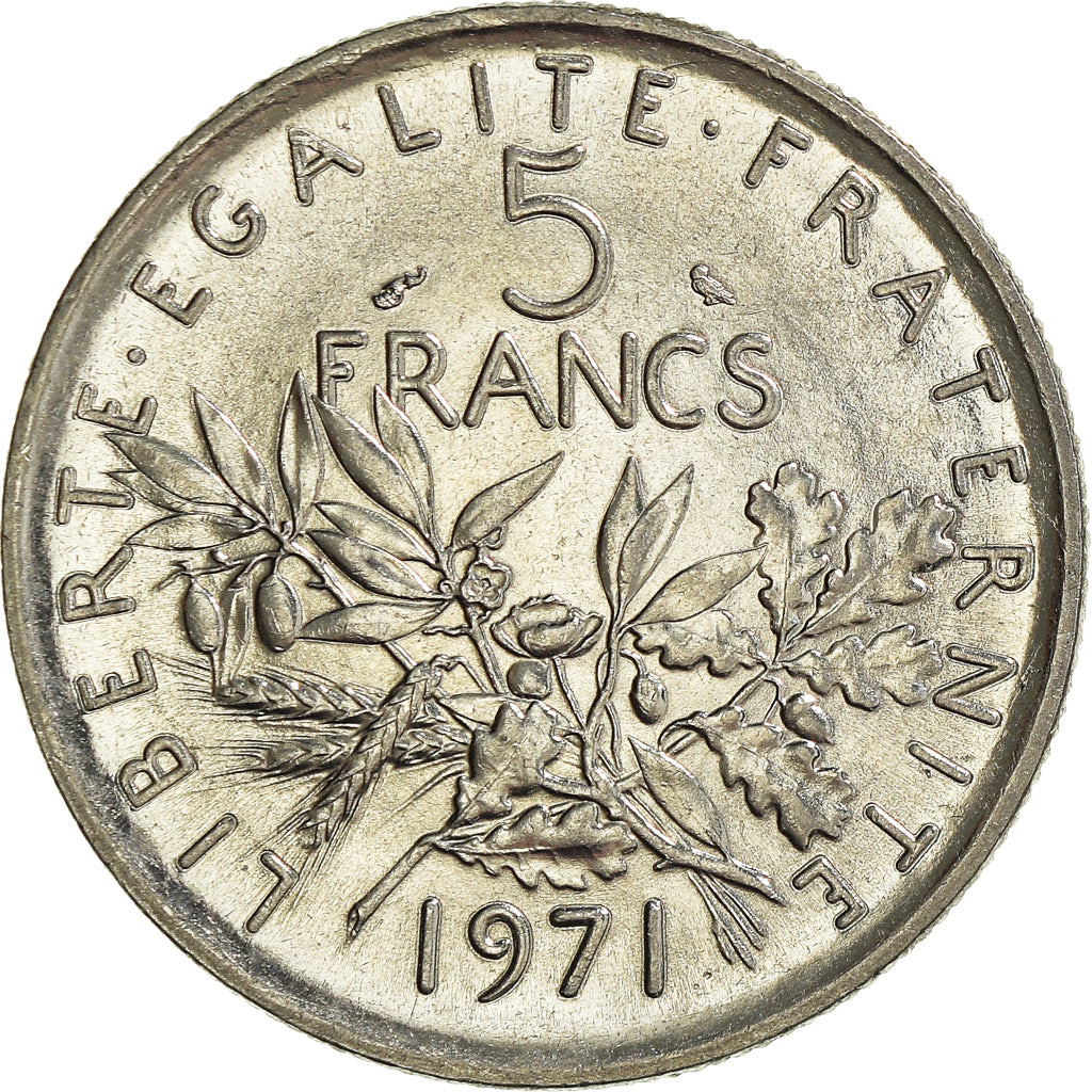 Münze, Frankreich, Semeuse, 5 Francs, 1971, Paris, SS+, Nickel Clad