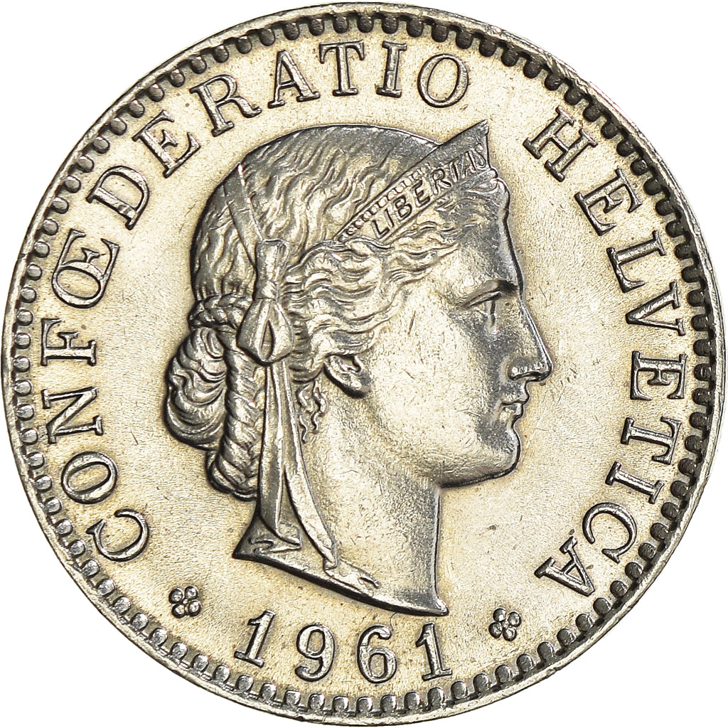 Coin, Switzerland, 20 Rappen, 1961, Bern, AU(50-53), Copper-nickel, KM:29a