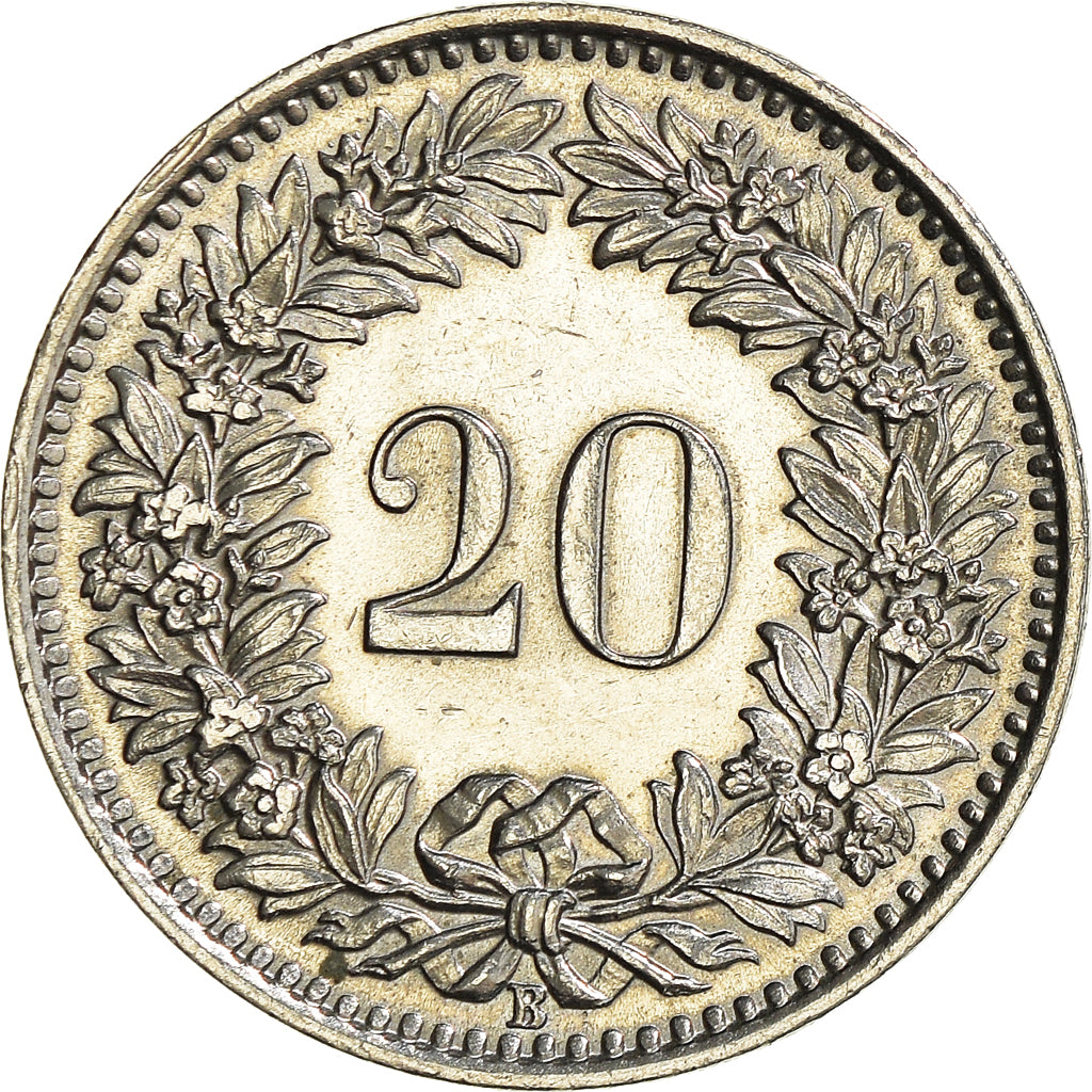 Coin, Switzerland, 20 Rappen, 1961, Bern, AU(50-53), Copper-nickel, KM:29a