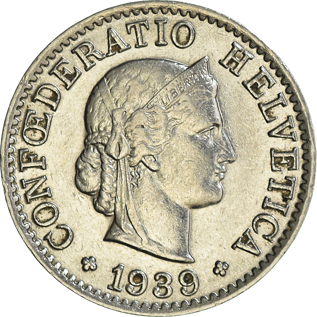 Coin, Switzerland, 5 Rappen, 1939, Bern, VF(30-35), Nickel, KM:26b