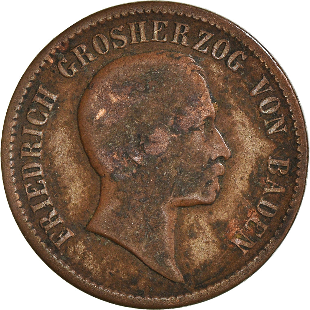 Monnaie, Etats allemands, BADEN, Friedrich I, Kreuzer, 1856, Baden, B+, Cuivre