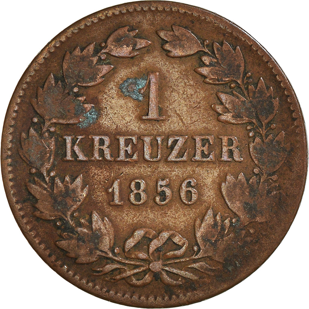 Monnaie, Etats allemands, BADEN, Friedrich I, Kreuzer, 1856, Baden, B+, Cuivre