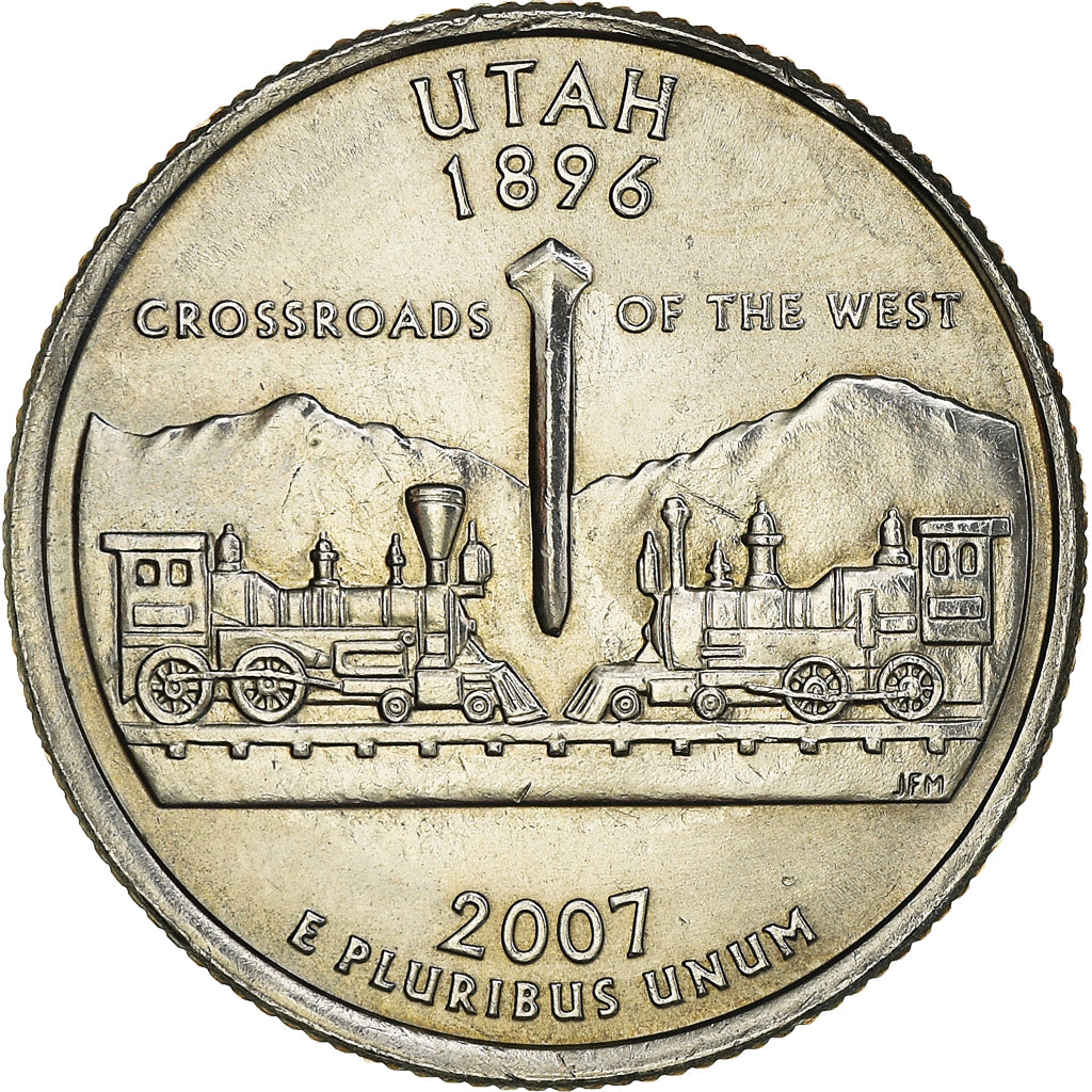 Moneta, Stati Uniti, Quarter, 2007, U.S. Mint, Philadelphia, Utah 1896, BB+