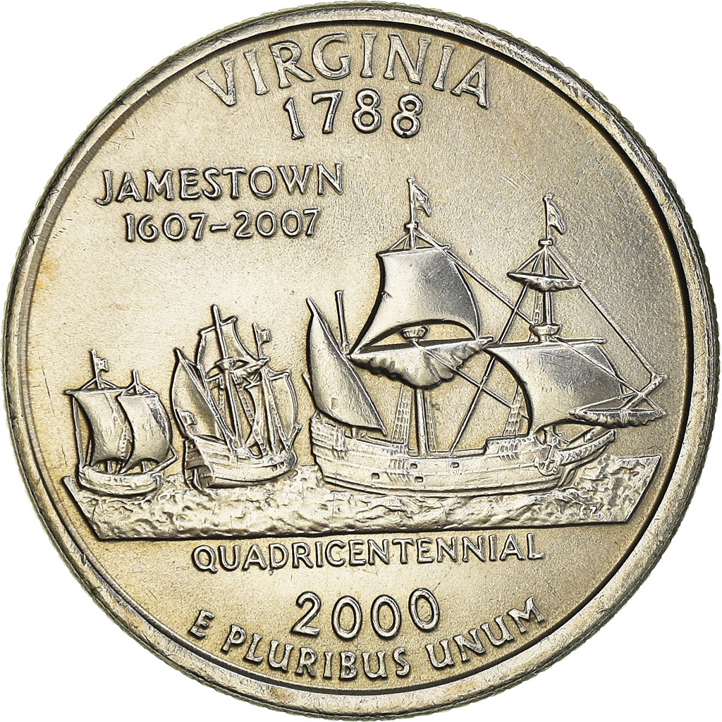 Moneda, Estados Unidos, Quarter, 2000, U.S. Mint, Philadelphia, Virginia 1788