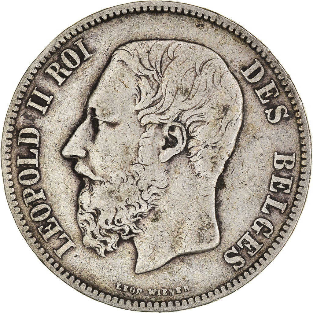 Coin, Belgium, Leopold II, 5 Francs, 5 Frank, 1870, Brussels, VF(30-35), Silver