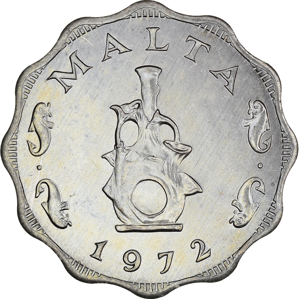Coin, Malta, 5 Mils, 1972, British Royal Mint, MS(60-62), Aluminum, KM:7