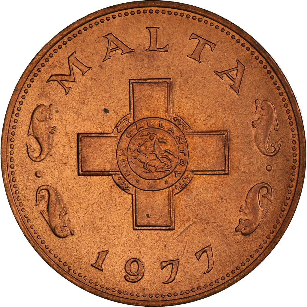Coin, Malta, Cent, 1977, British Royal Mint, AU(55-58), Bronze, KM:8