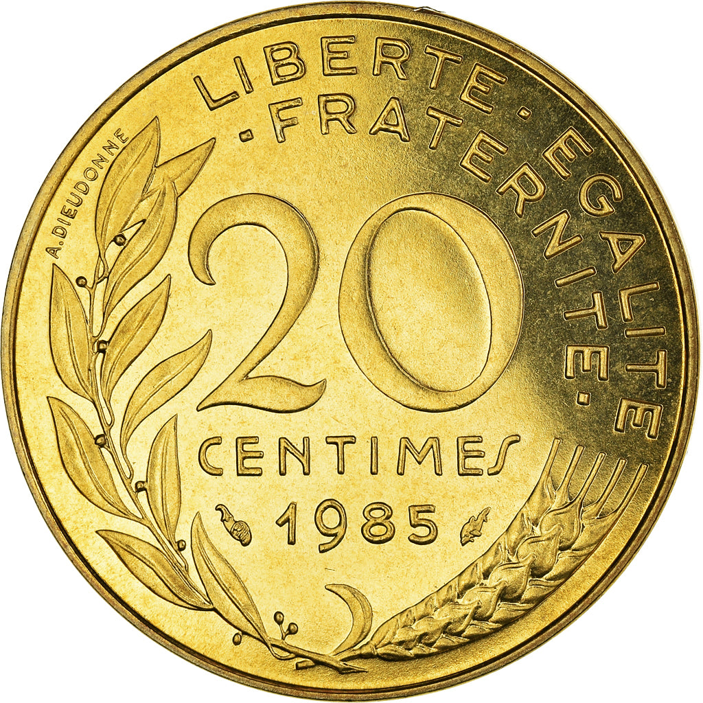Munten, Frankrijk, Marianne, 20 Centimes, 1985, Paris, FDC, Aluminum-Bronze
