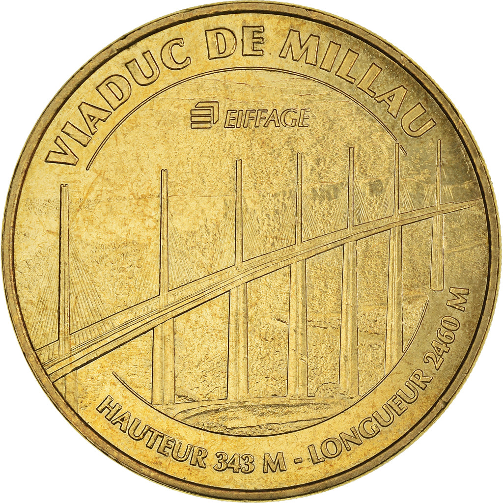 France, Token, 12/ Viaduc de Millau, 2010, MDP, AU(50-53), Copper-nickel