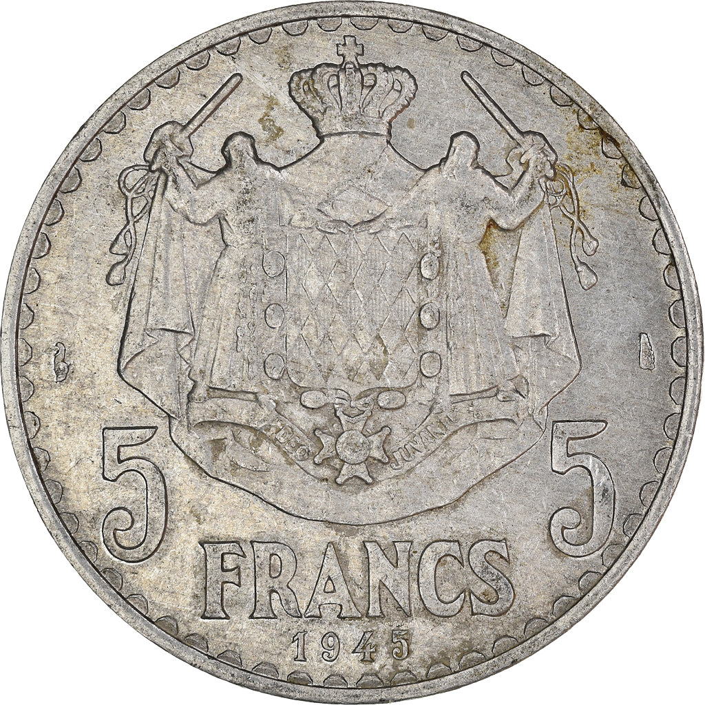 Münze, Monaco, Louis II, 5 Francs, 1945, S+, Aluminium, KM:122, Gadoury:MC135