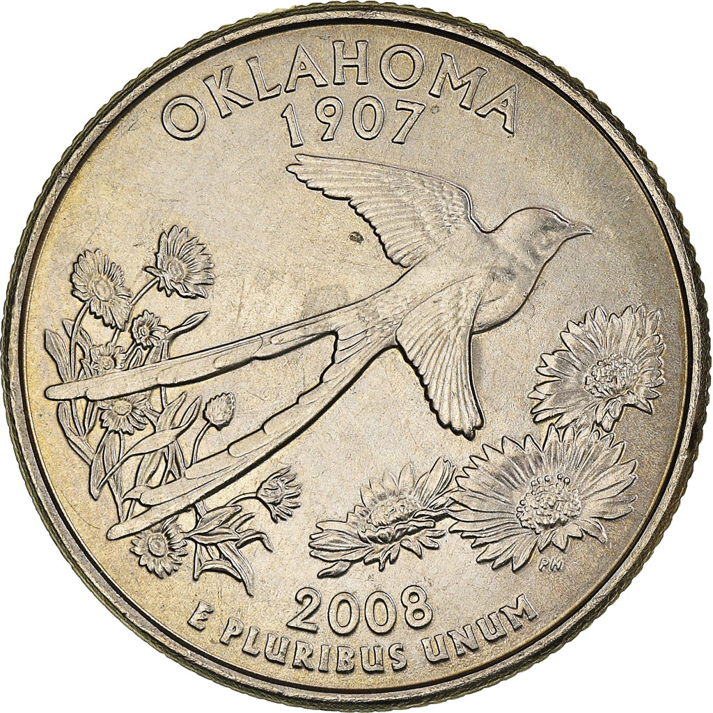 Coin, United States, Quarter, 2008, U.S. Mint, Philadelphia, Oklahoma 1907