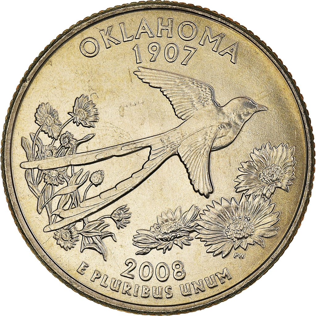 Monnaie, États-Unis, Quarter, 2008, U.S. Mint, Philadelphie, Oklahoma 1907