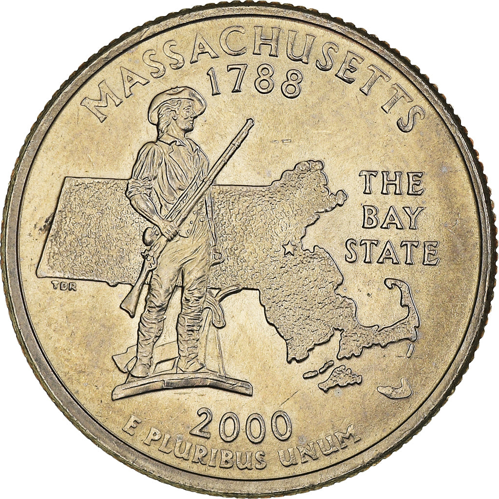 Monnaie, États-Unis, Quarter, 2000, U.S. Mint, Denver, Massachusetts 1788