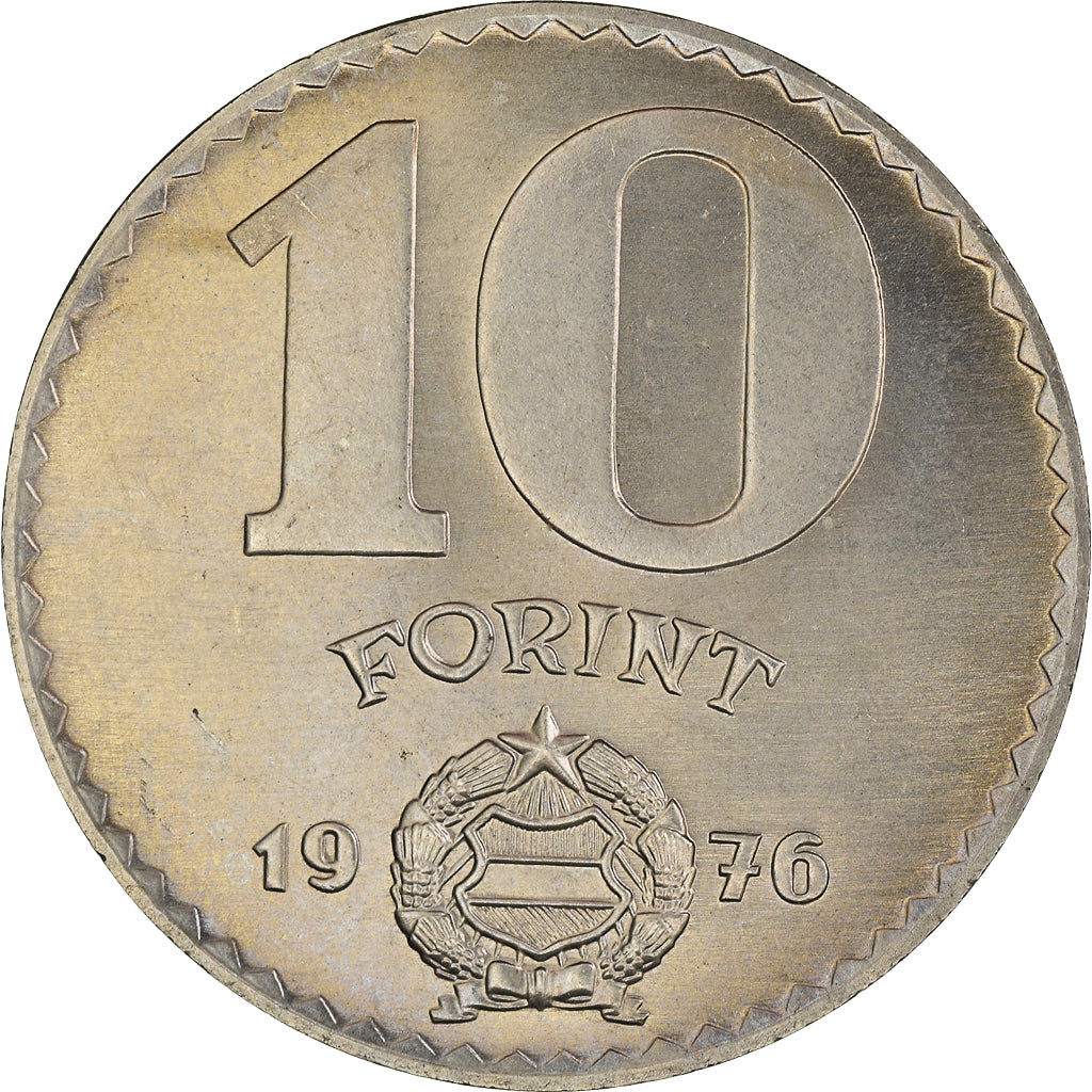 Coin, Hungary, 10 Forint, 1976, AU(50-53), Nickel, KM:595