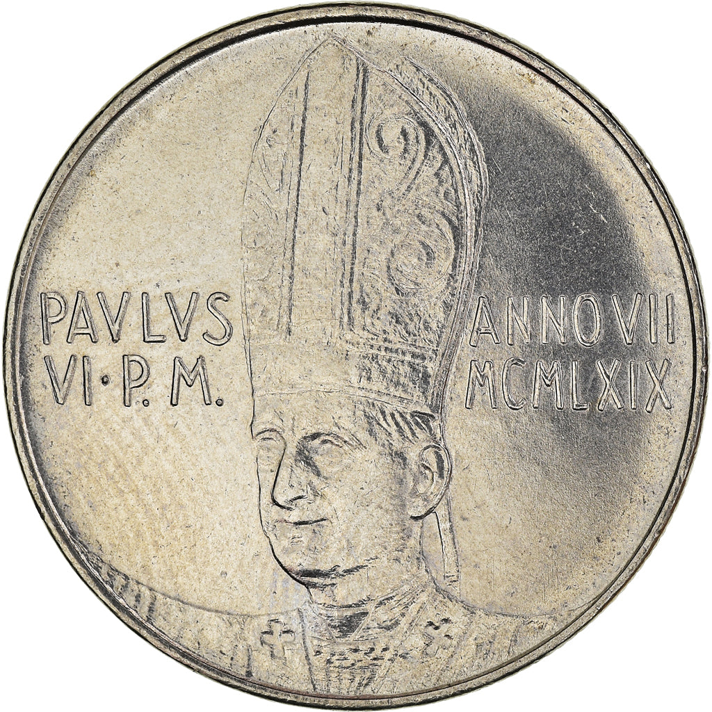 Moneta, PAŃSTWO WATYKAŃSKIE, Paul VI, 100 Lire, 1969, MS(63), Stal nierdzewna