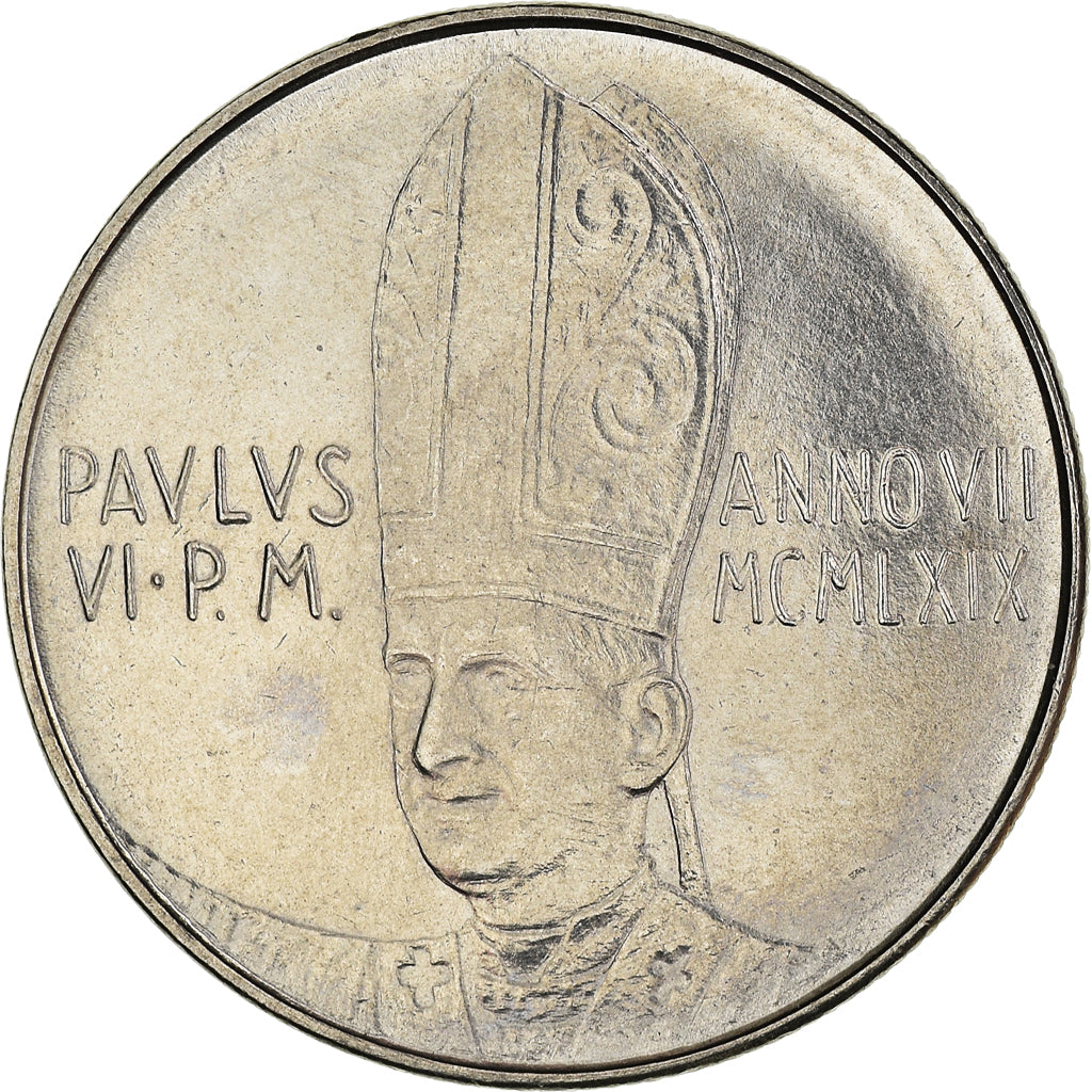 Moneda, CIUDAD DEL VATICANO, Paul VI, 50 Lire, 1969, Roma, SC, Acero inoxidable