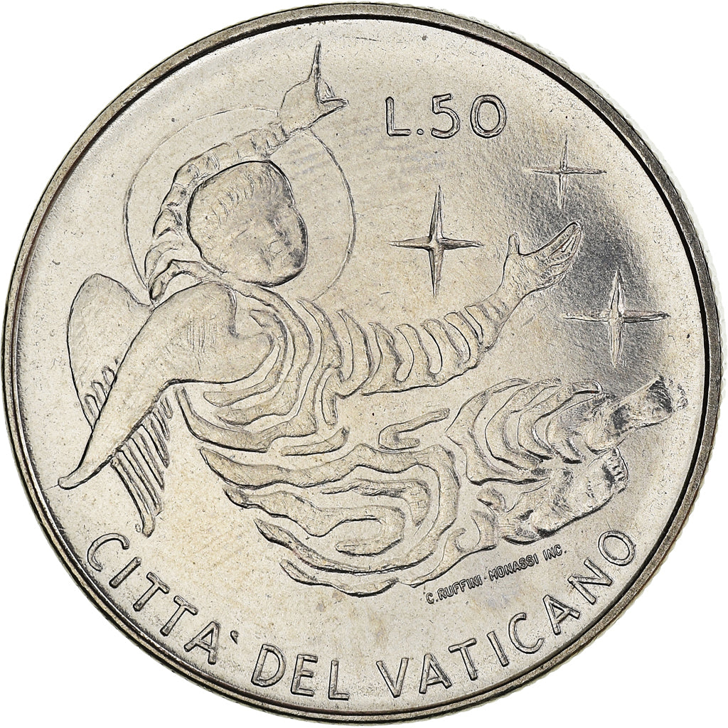 Moneda, CIUDAD DEL VATICANO, Paul VI, 50 Lire, 1969, Roma, SC, Acero inoxidable