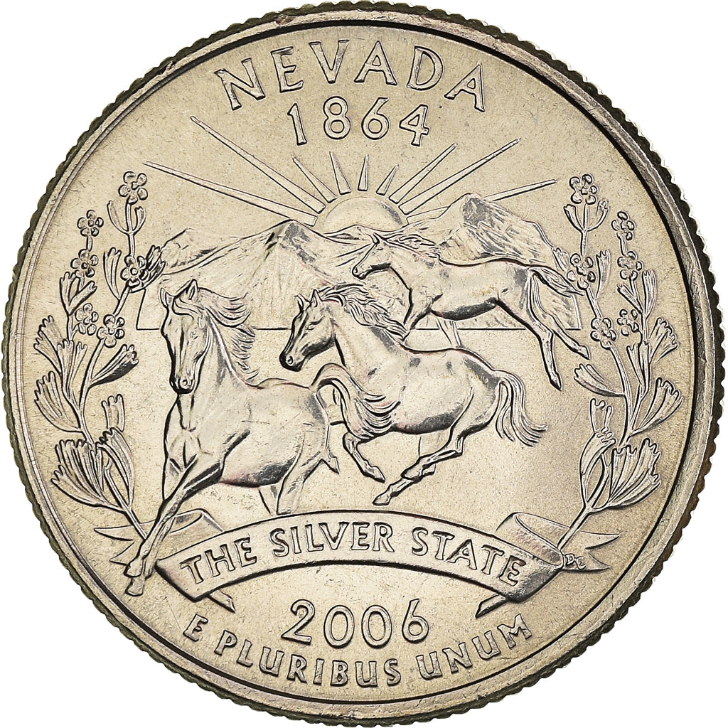 Coin, United States, Quarter, 2006, U.S. Mint, Denver, Nevada, 1864, MS(63)