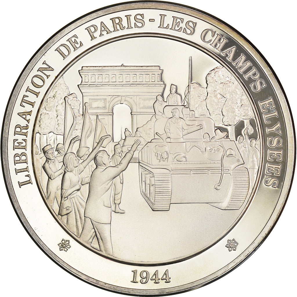 France, Médaille, Libération de Paris - Les Champs Elisées, FDC, Argent
