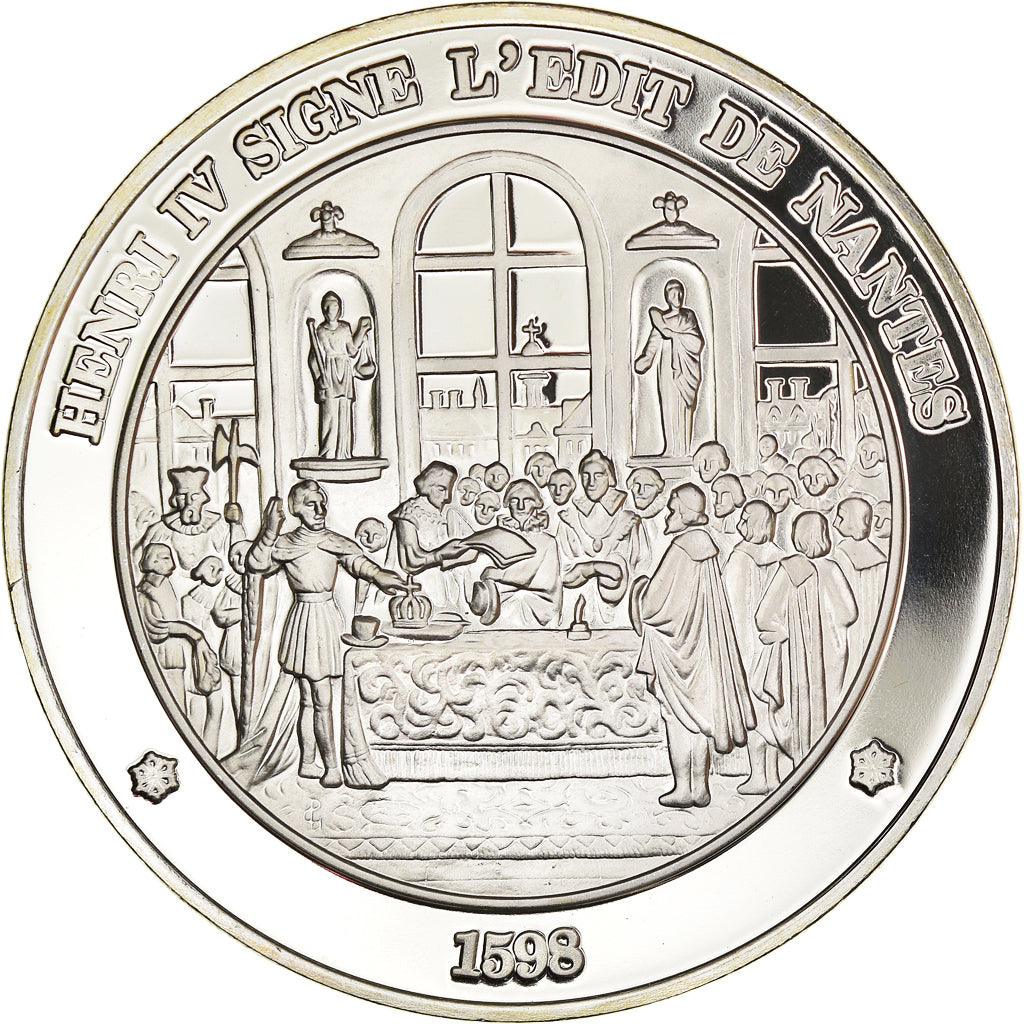 Francia, medaglia, Henri IV signe l'Edit de Nantes, FDC, Argento