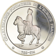 Frankrijk, Medaille, Charlemagne, Fondateur de l'Europe Franque, FDC, Zilver