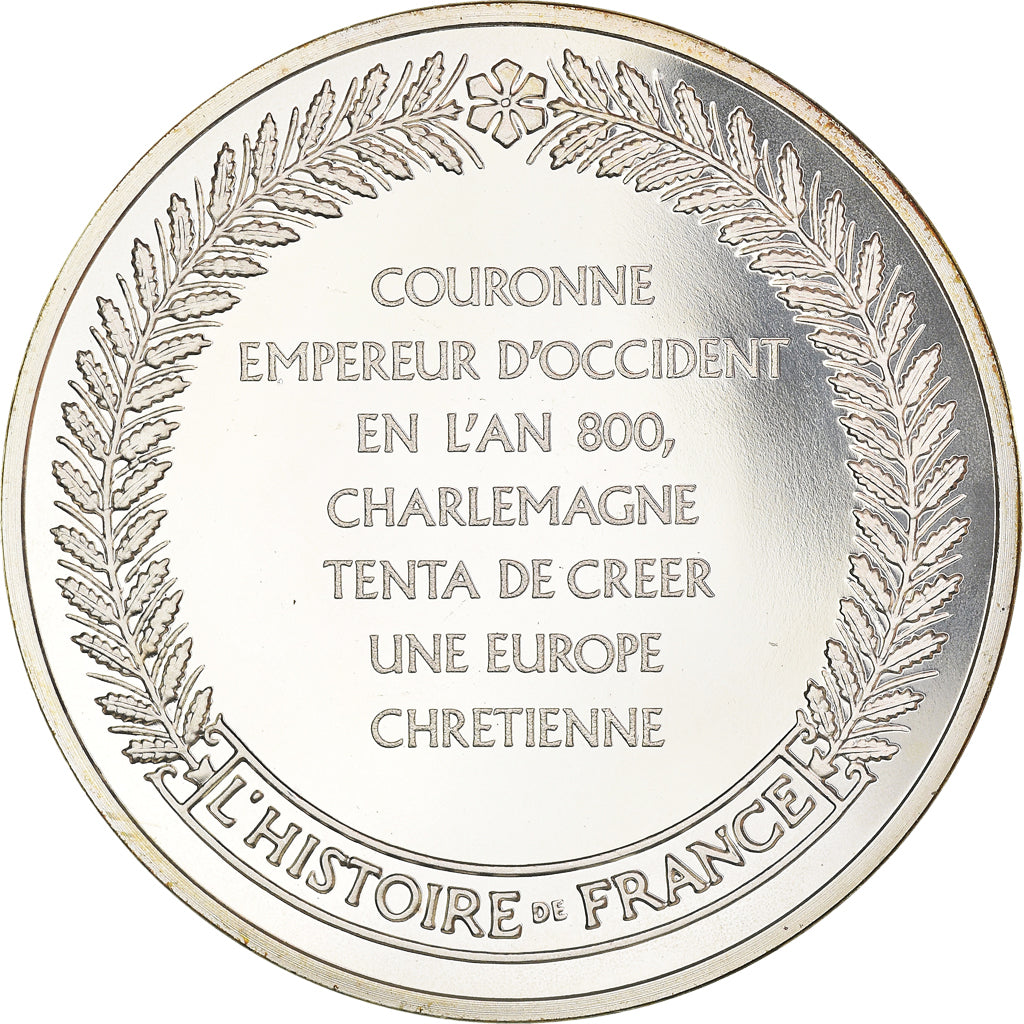 Frankrijk, Medaille, Charlemagne, Fondateur de l'Europe Franque, FDC, Zilver