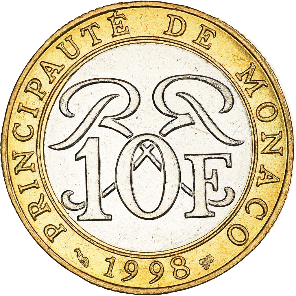 Moneta, Monaco, Rainier III, 10 Francs, 1998, SPL-, Bi-metallico, KM:163