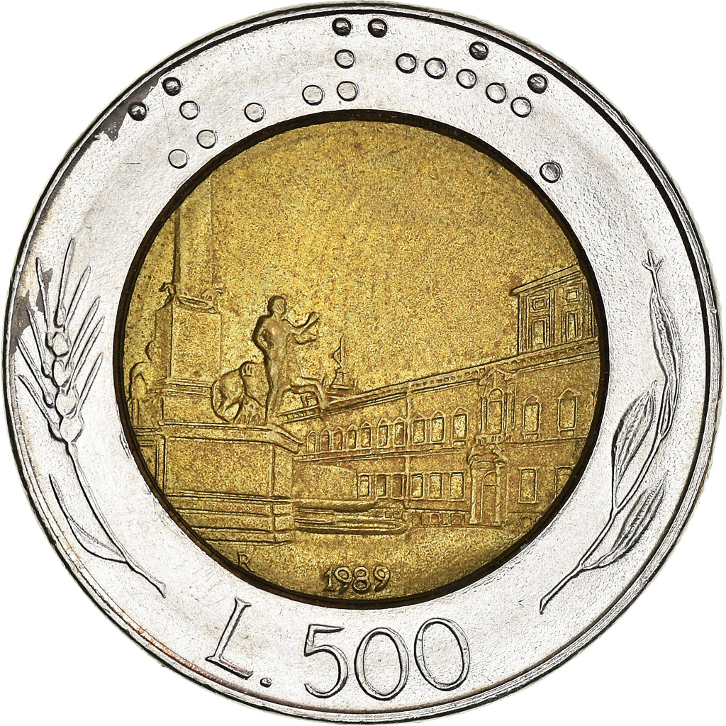 Coin, Italy, 500 Lire, 1989, Rome, EF(40-45), Bi-Metallic, KM:111