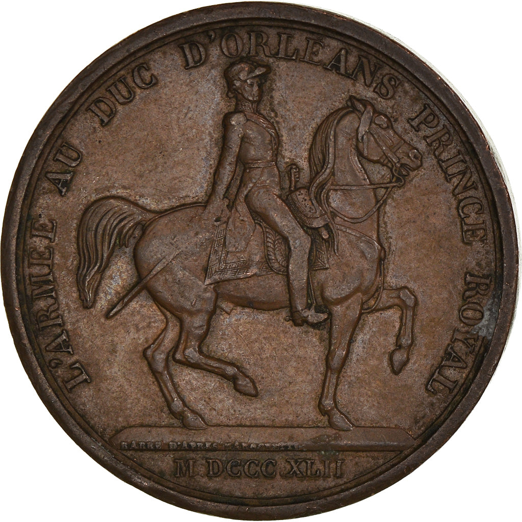 Francia, medalla, Louis Philippe Ier, l'Armée au Duc d'Orléans, 1842, Barre