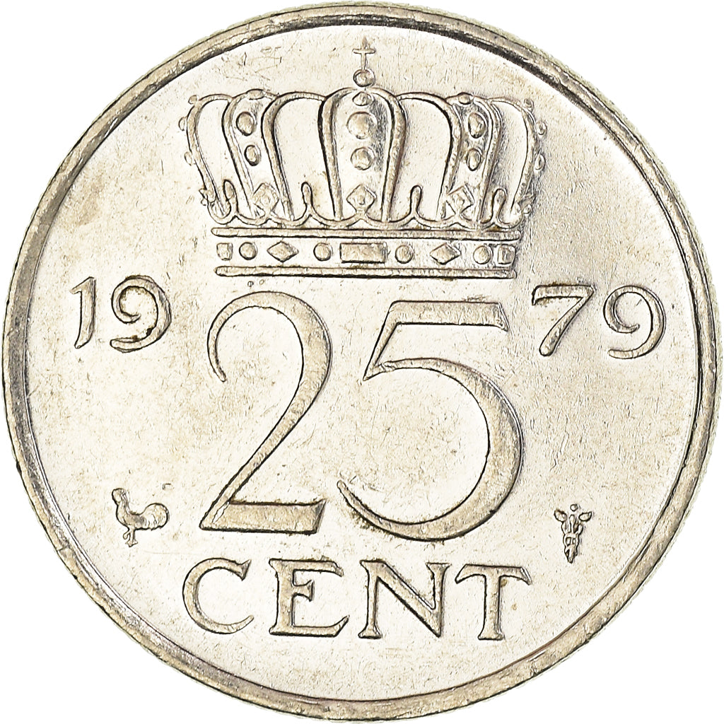 Moneta, Paesi Bassi, Juliana, 25 Cents, 1979, BB+, Nichel, KM:183