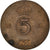 Moneda, Suecia, Gustaf VI, 5 Öre, 1966, BC+, Bronce, KM:822