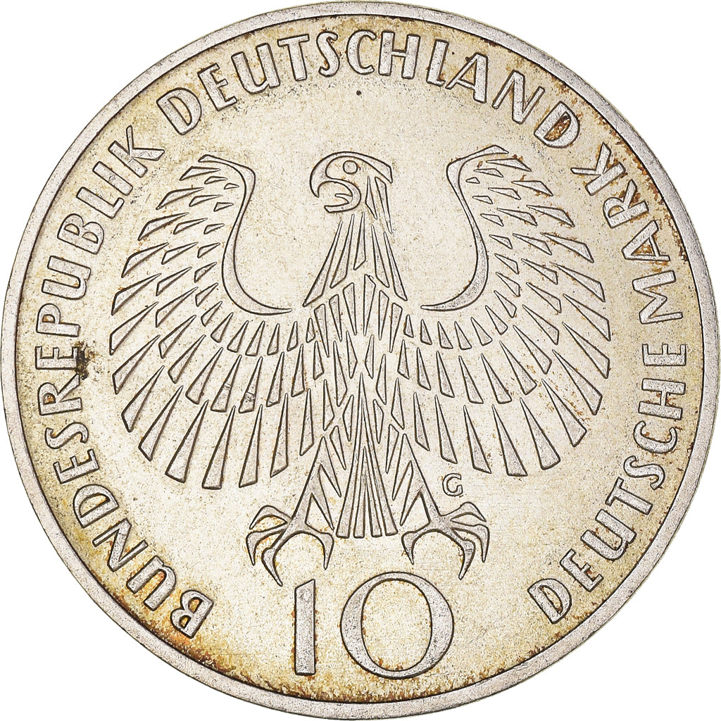 Coin, GERMANY - FEDERAL REPUBLIC, 10 Mark, 1972, Karlsruhe, AU(50-53), Silver