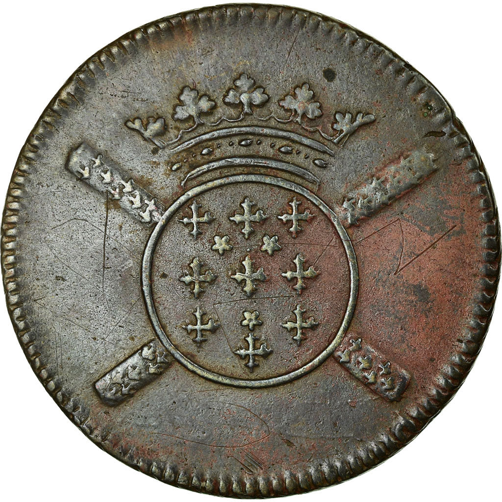 Moneta, STATI FRANCESI, LILLE, 10 Sols, 1708, BB+, Rame, Boudeau:2314