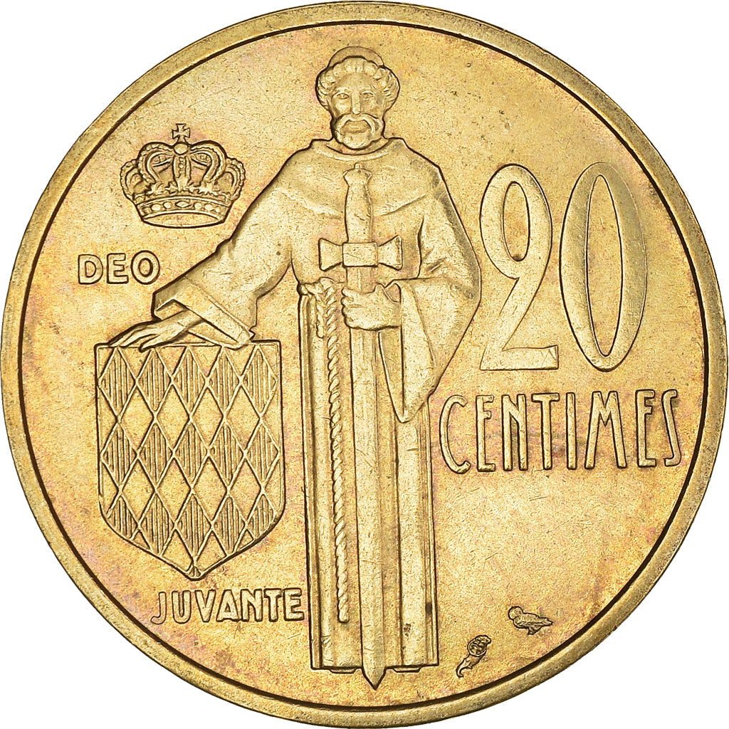 Coin, Monaco, Rainier III, 20 Centimes, 1962, MS(60-62), Aluminum-Bronze, KM:143