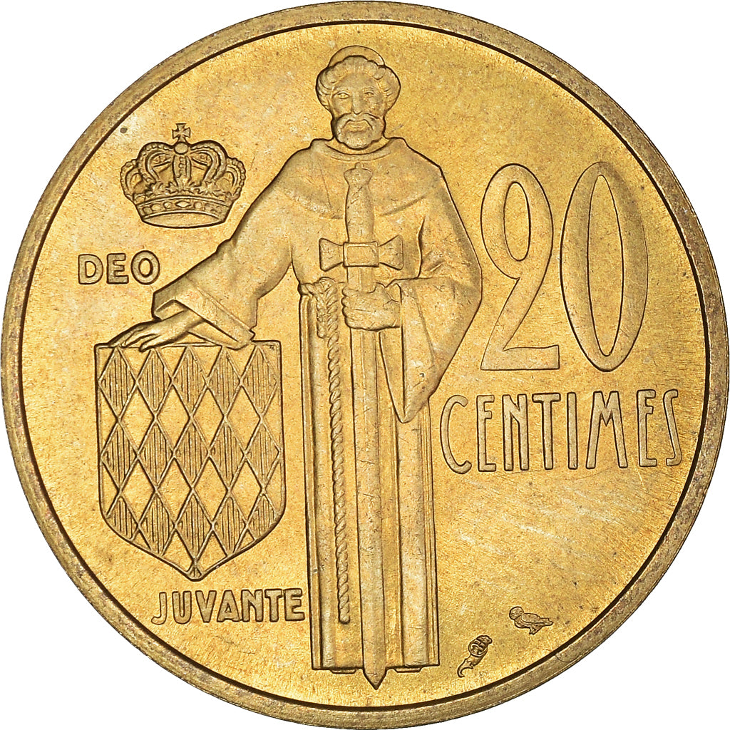 Coin, Monaco, Rainier III, 20 Centimes, 1962, AU(55-58), Aluminum-Bronze, KM:143