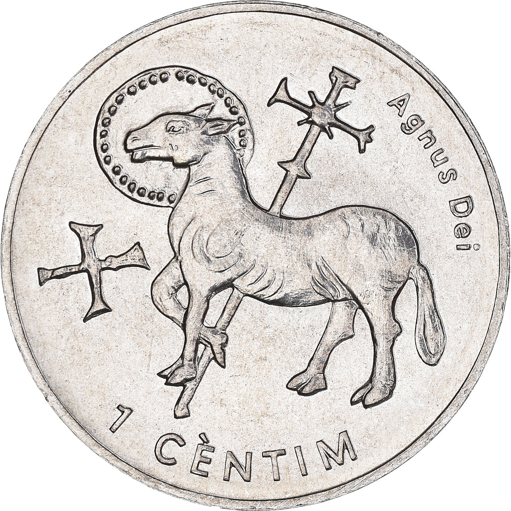 Monnaie, Andorre, Centim, 2002, Agnus Dei, SPL+, Aluminium, KM:178