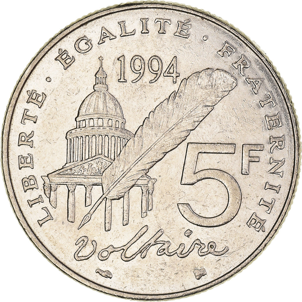 Münze, Frankreich, Voltaire, 5 Francs, 1994, Paris, SS, Nickel, KM:1063
